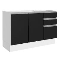 Balcão Gabinete De Pia Mdf 120 Cm 3 Portas 2 Gavetas Branco - 1