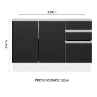 Balcão Gabinete De Pia Mdf 120 Cm 3 Portas 2 Gavetas Branco - 10