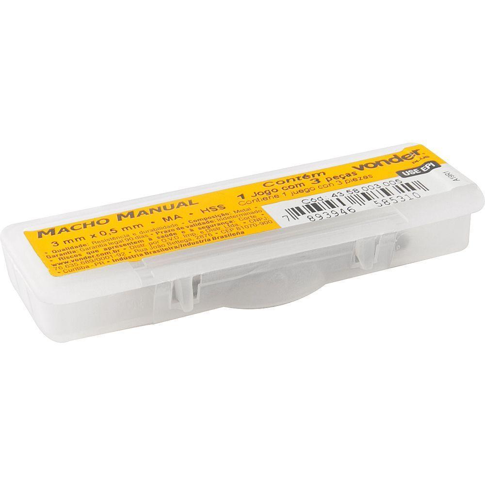 Macho Manual Aço Rápido 3x0,50mm Ma Jogo Com 3 Pçs Vonder - 2