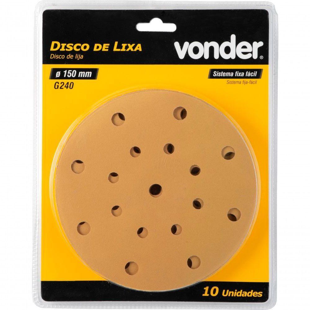 Disco De Lixa Com Costado Em Pluma 6'' 150mm Grão 240 Vonder - 4