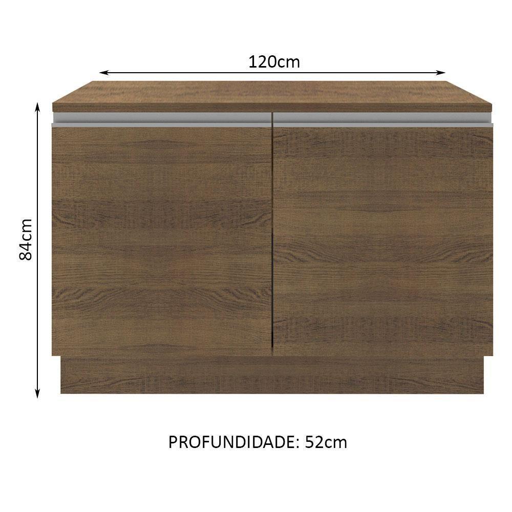 Balcão de Pia Madesa Glamy 120Cm 2 Portas com Tampo Rustic - 6