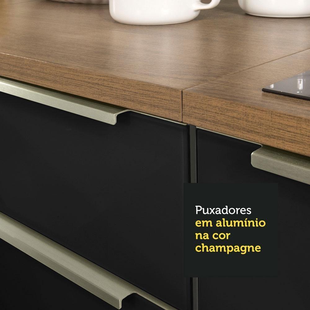 Balcão Gabinete de Pia 120cm 2 Portas 3 Gavetas Rustic Preto - 5
