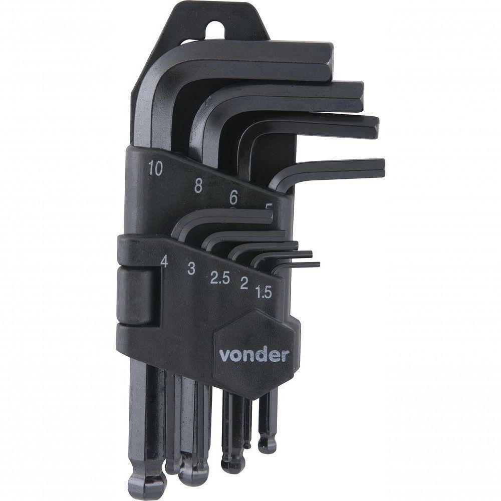 Jogo Chave Allen 1,5-10,0mm Tipo L Abaulada Curta Vonder - 1