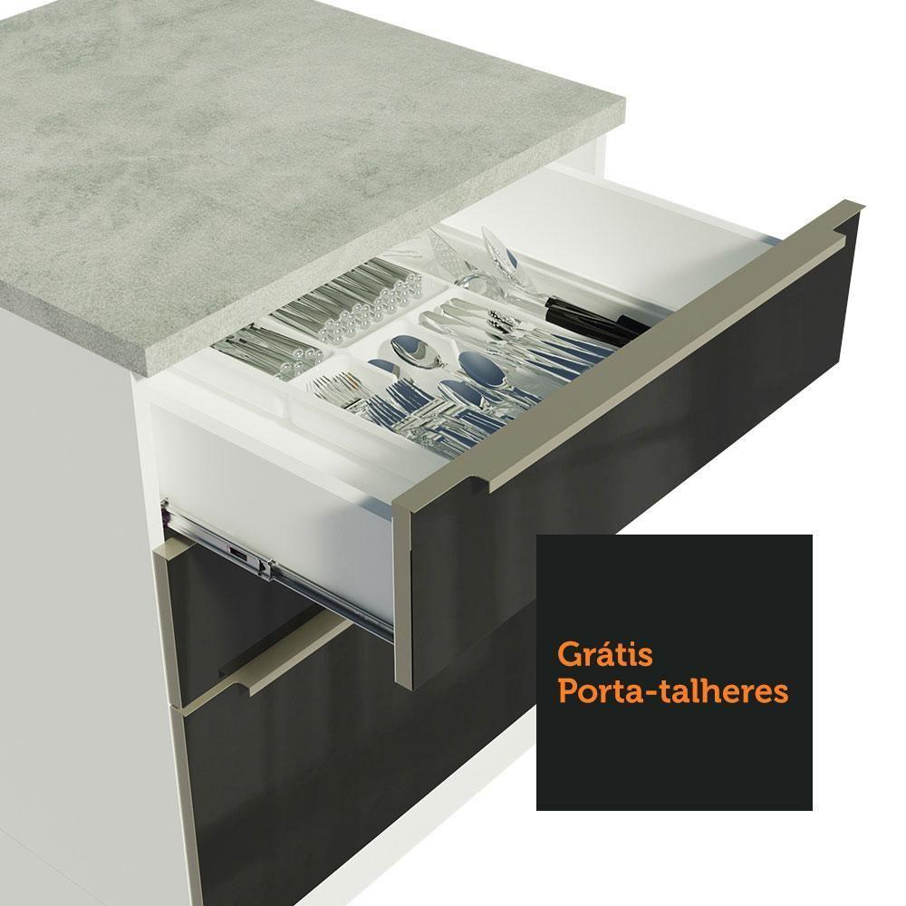 Balcão Gabinete de Pia 120cm 2 Portas 3 Gavetas Branco Preto - 5