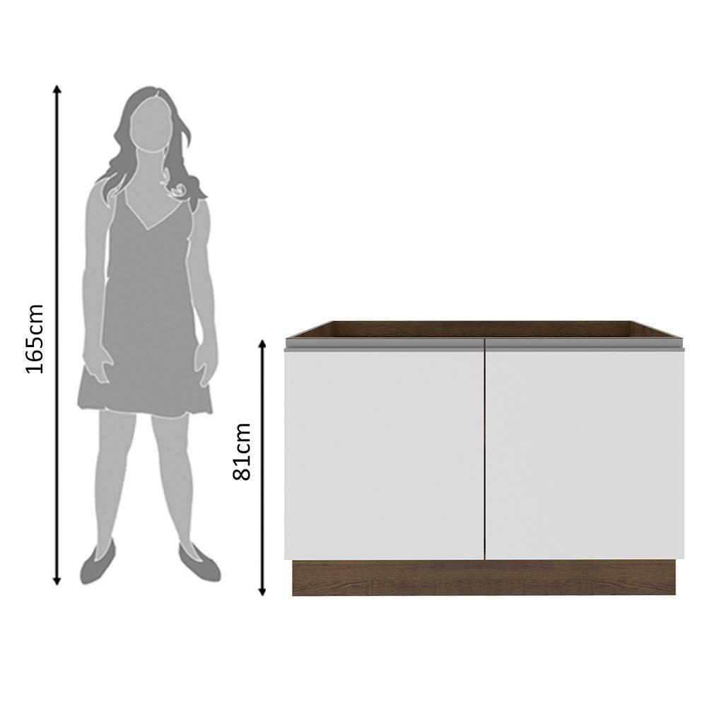 Balcão de Pia Glamy 2 Portas Rustic e Branco Madesa - 3