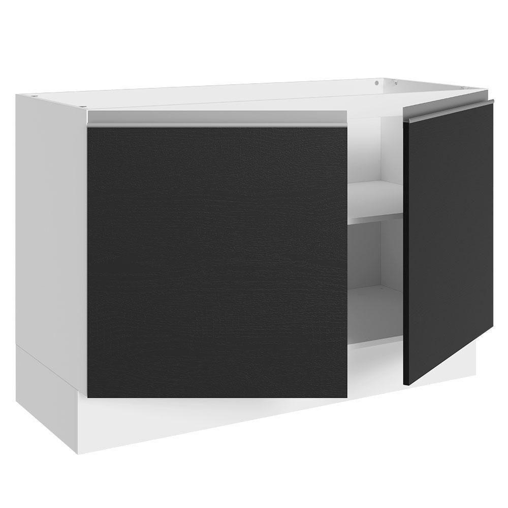 Balcão Gabinete De Pia 100% Mdf 120 Cm 2 Portas Branco/preto - 7