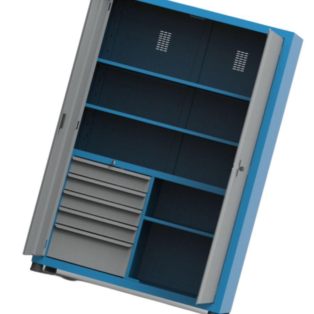 Armário Com 2 Prateleiras Reguláveis 1 Fixa E 5 Gavetas Arm002 Cmb - 1