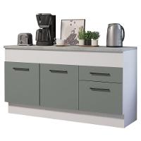 Balcão De Pia 150 Cm 2 Portas E 2 Gavetas Branco/Cinza - 1