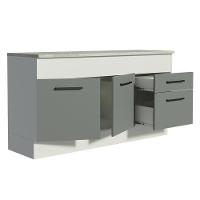 Balcão De Pia 150 Cm 2 Portas E 2 Gavetas Branco/Cinza - 8