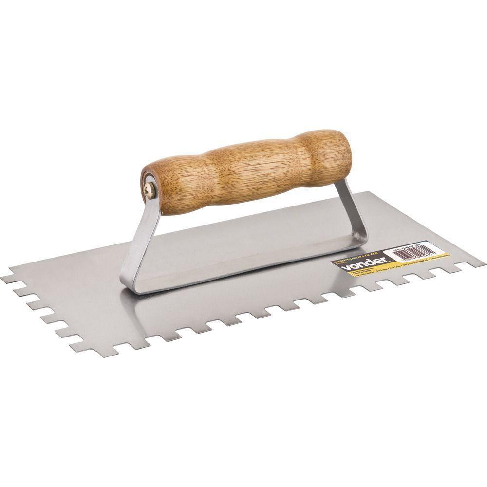 Desempenadeira Aço Dentada 12,0x25,5cm Cabo Madeira Fechado - 2