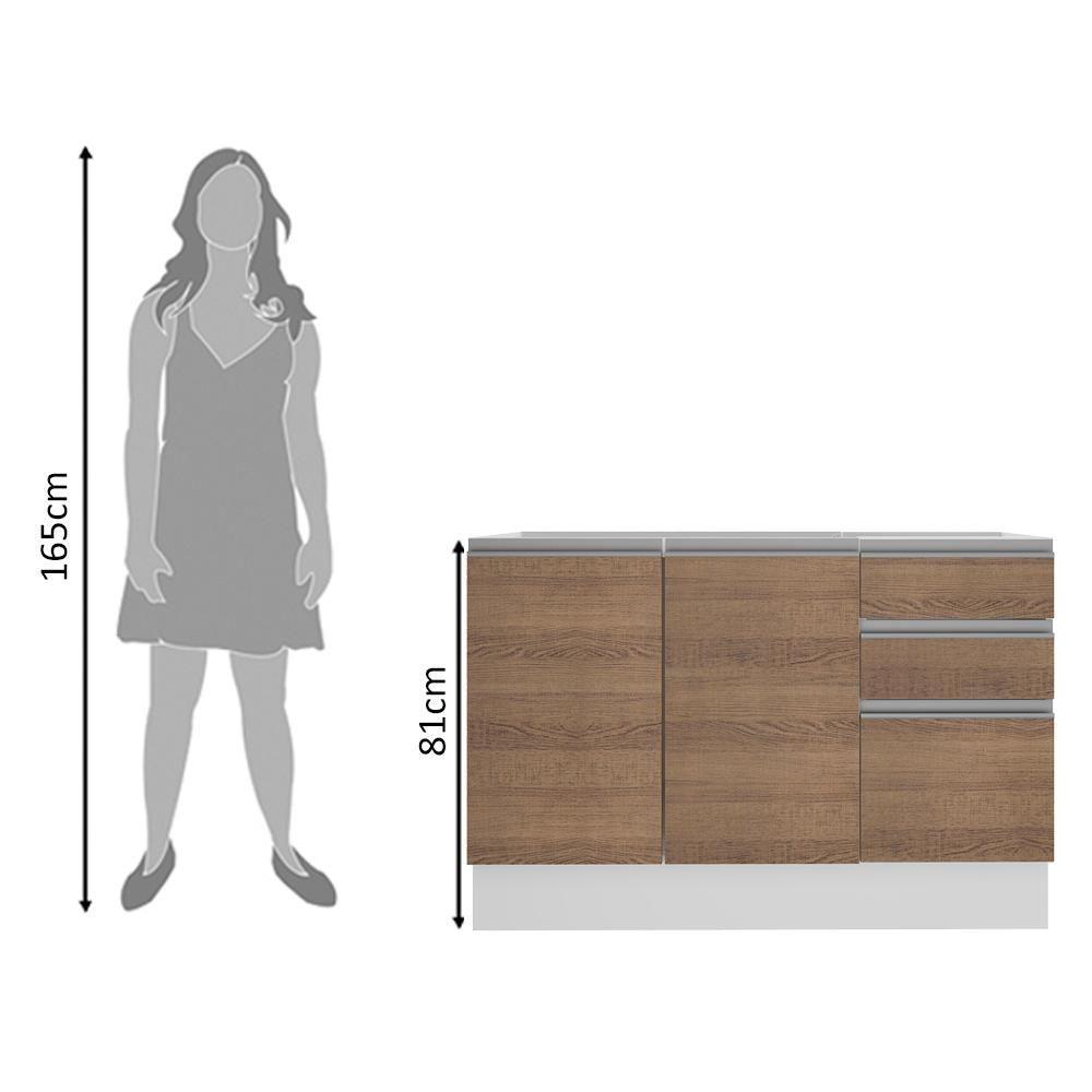 Balcão de Pia Acordes Glamy 120cm MDF 3 Portas Rustic Madesa - 4