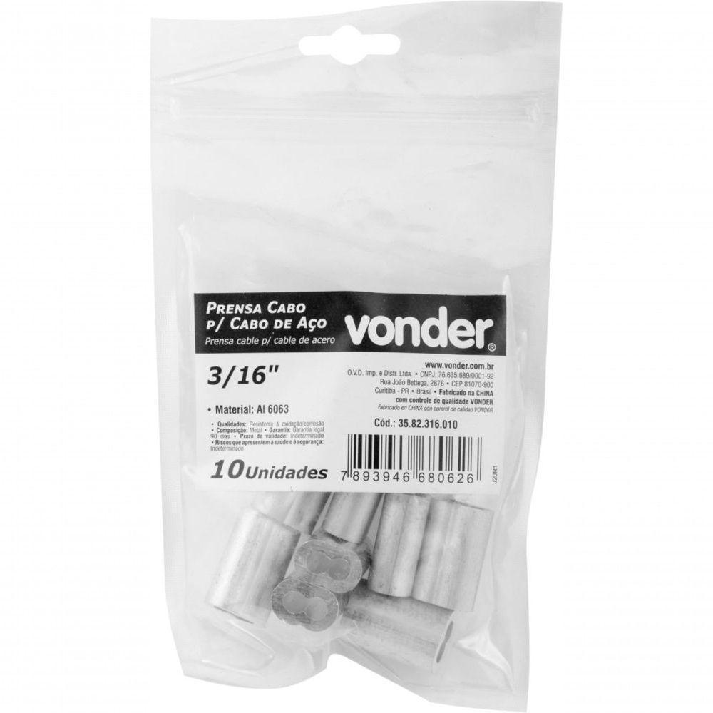 Prensa Cabo Para Cabos De Aço De 3-16'' Com 10 Peças Vonder - 1