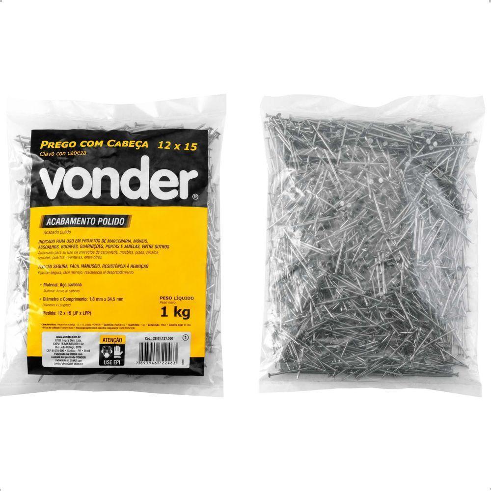 Prego Com Cabeça 12 X 15 Polido 1 Kg Vonder - 6