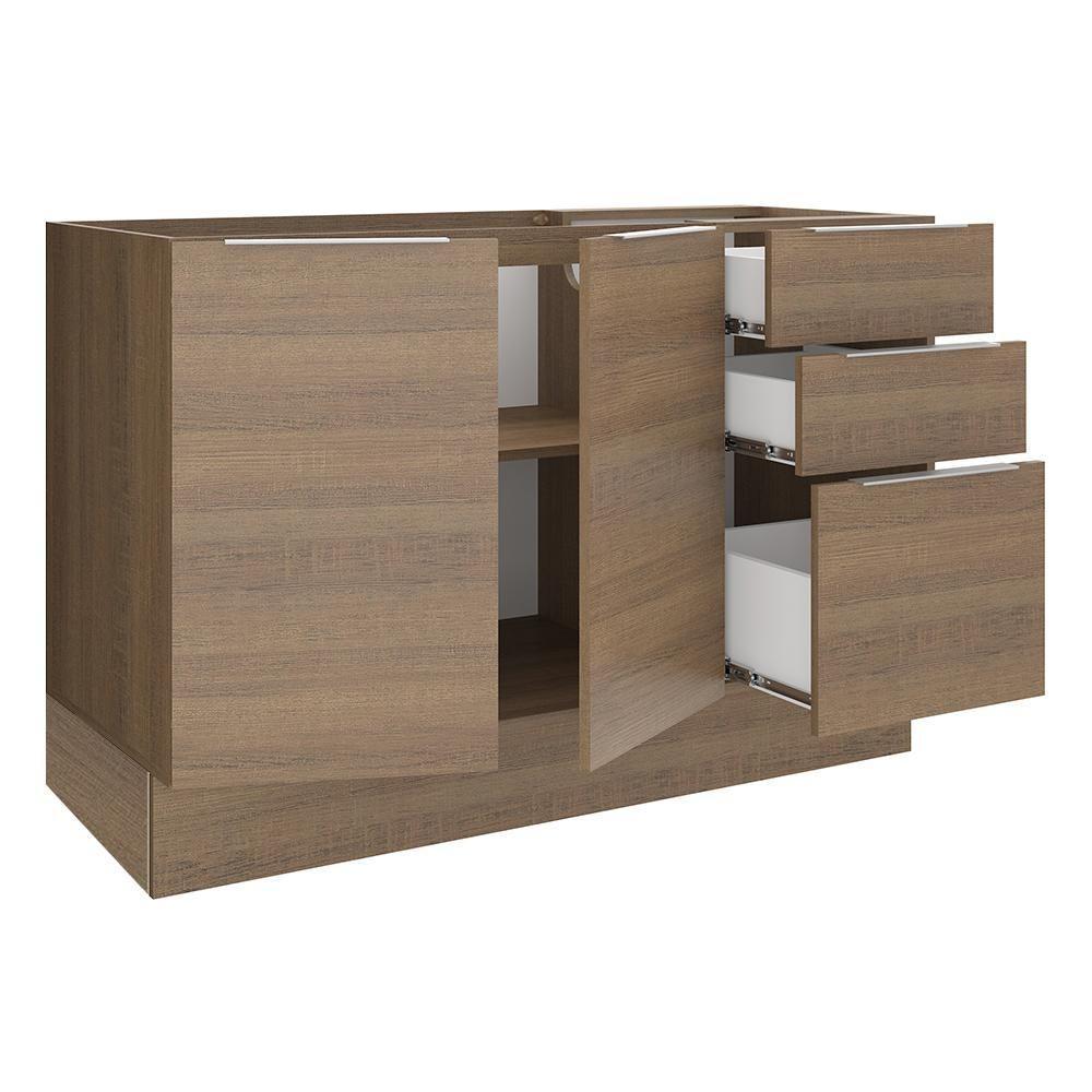 Balcão de Pia Stella 2 Portas 3 Gavetas Rustic Madesa - 3