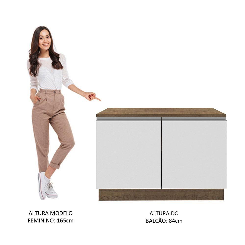 Balcão de Pia Madesa Glamy 120Cm 2 Porta Tampo Rustic Branco - 7