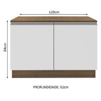 Balcão de Pia Madesa Glamy 120Cm 2 Porta Tampo Rustic Branco - 10