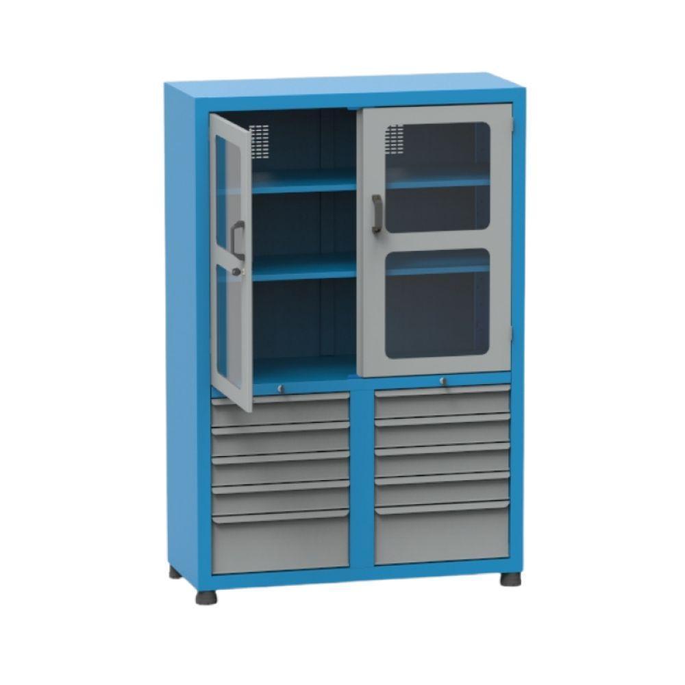 Armário Com 2 Prateleiras Reguláveis 10 Gavetas E Visor De Acrílico Arm008a Cmb - 1