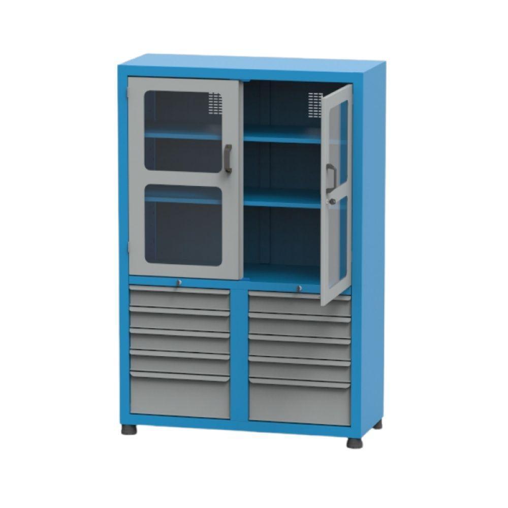 Armário Com 2 Prateleiras Reguláveis 10 Gavetas E Visor De Acrílico Arm008a Cmb - 2