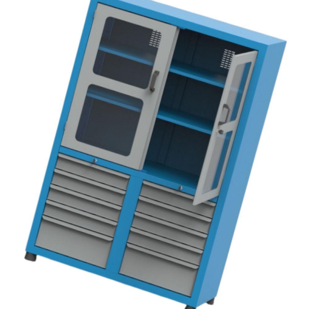 Armário Com 2 Prateleiras Reguláveis 10 Gavetas E Visor De Acrílico Arm008a Cmb - 3