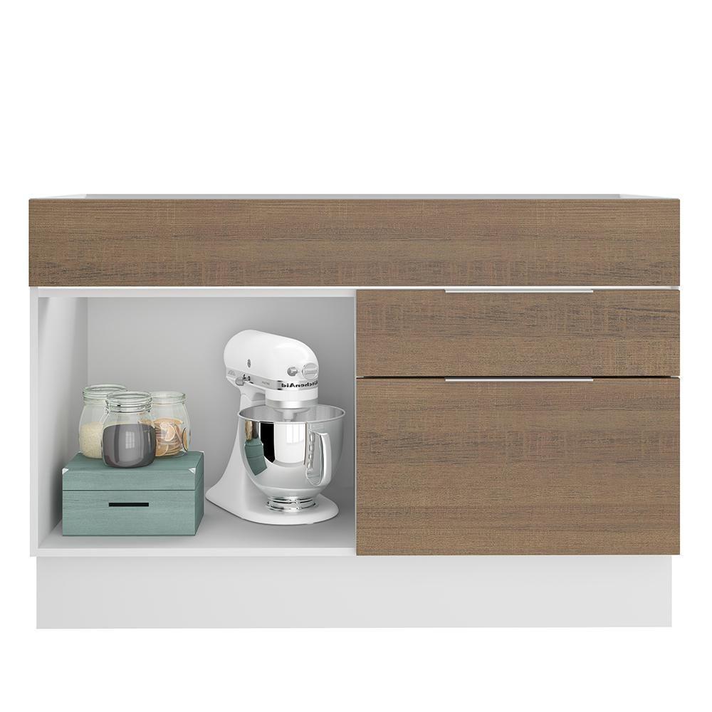 Balcão de Pia Stella 1 Porta 2 Gavetas Branco/rustic Madesa - 3