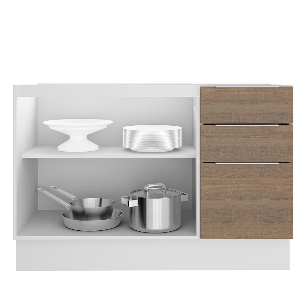 Balcão de Pia Stella 2 Portas 3 Gavetas Branco/rustic Madesa - 5