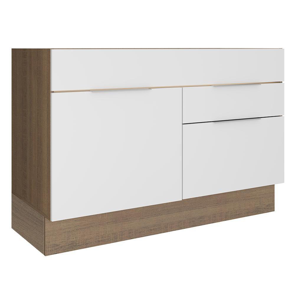 Balcão de Pia Stella 1 Porta 2 Gavetas Rustic/branco Madesa - 1