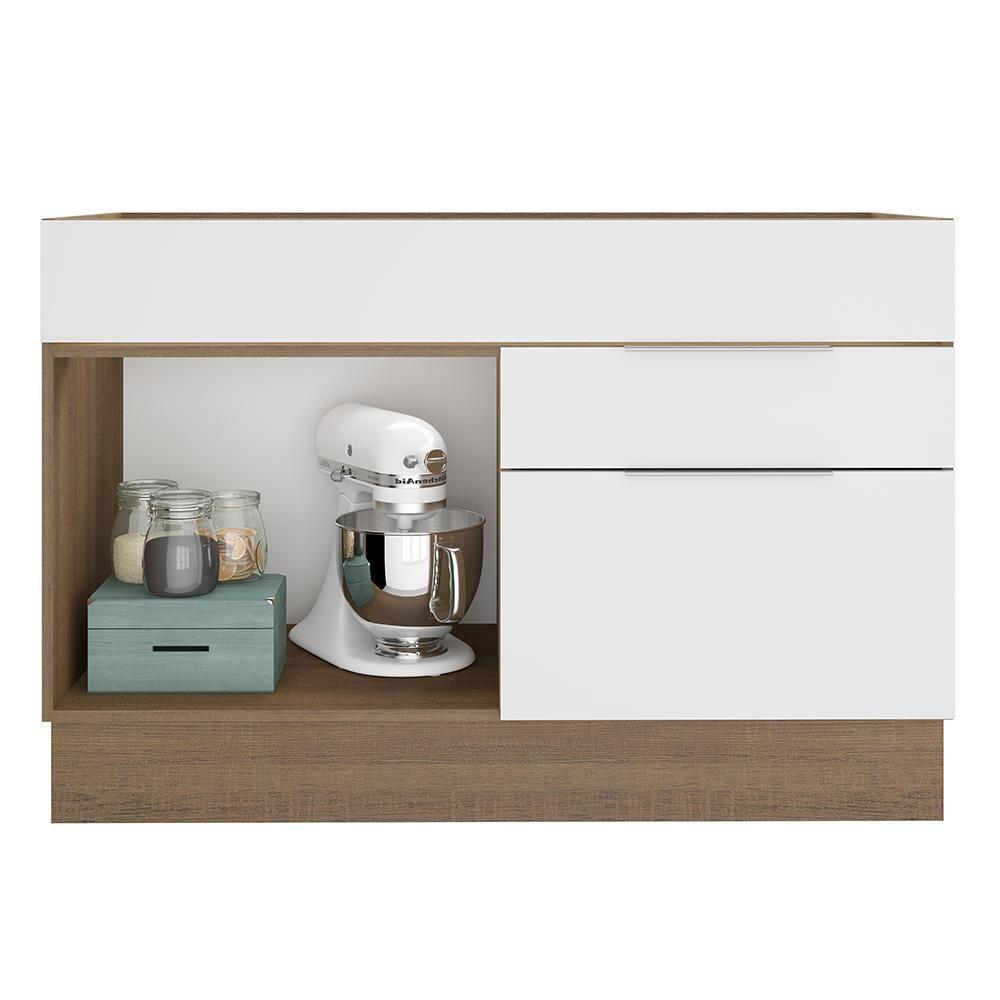 Balcão de Pia Stella 1 Porta 2 Gavetas Rustic/branco Madesa - 3