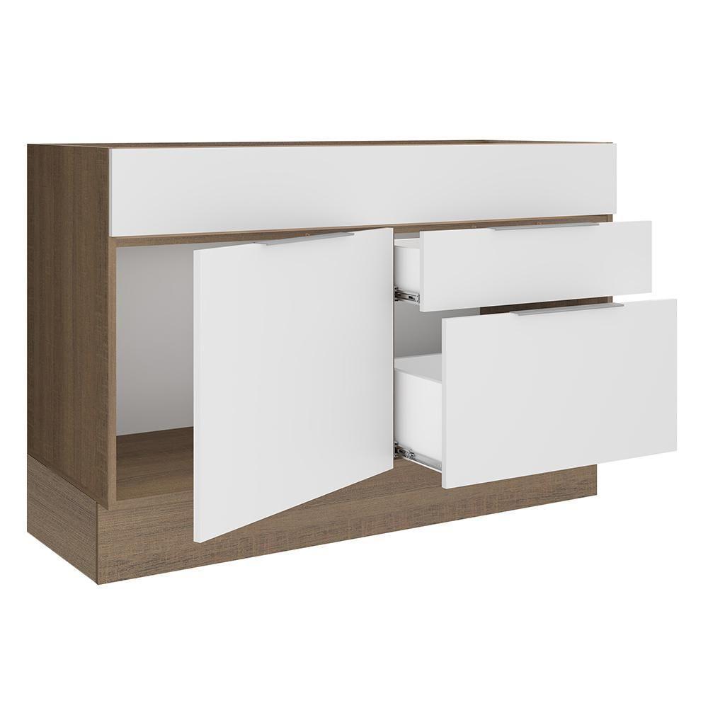 Balcão de Pia Stella 1 Porta 2 Gavetas Rustic/branco Madesa - 4