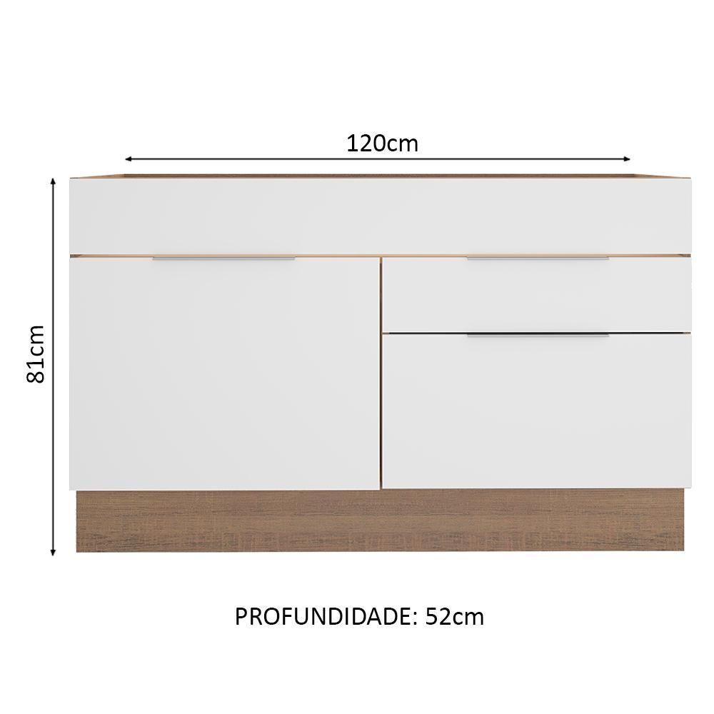 Balcão de Pia Stella 1 Porta 2 Gavetas Rustic/branco Madesa - 5