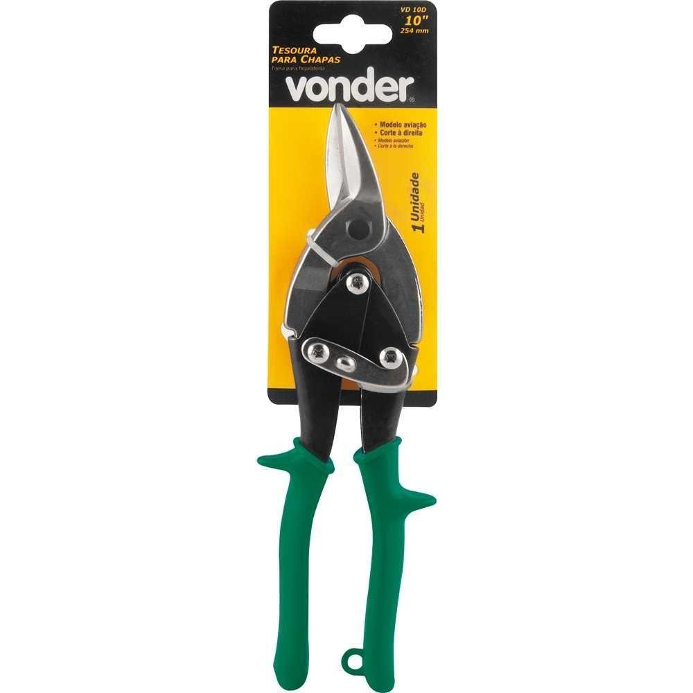 Tesoura Chapas Aviação 10 Direita Aço Carbono Cha Vonder - 1