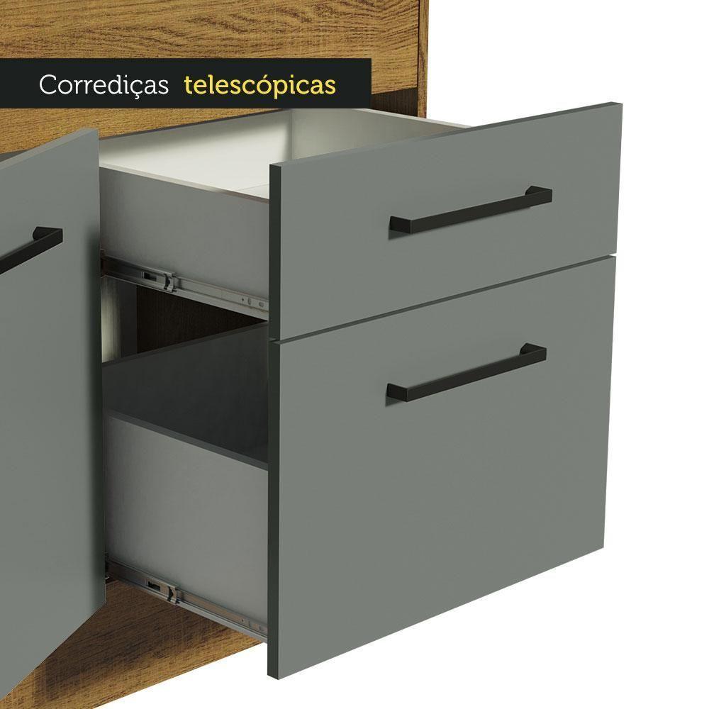 Balcão De Pia 150 Cm 2 Portas E 2 Gavetas Rustic/Cinza - 4