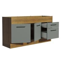 Balcão De Pia 150 Cm 2 Portas E 2 Gavetas Rustic/Cinza - 8