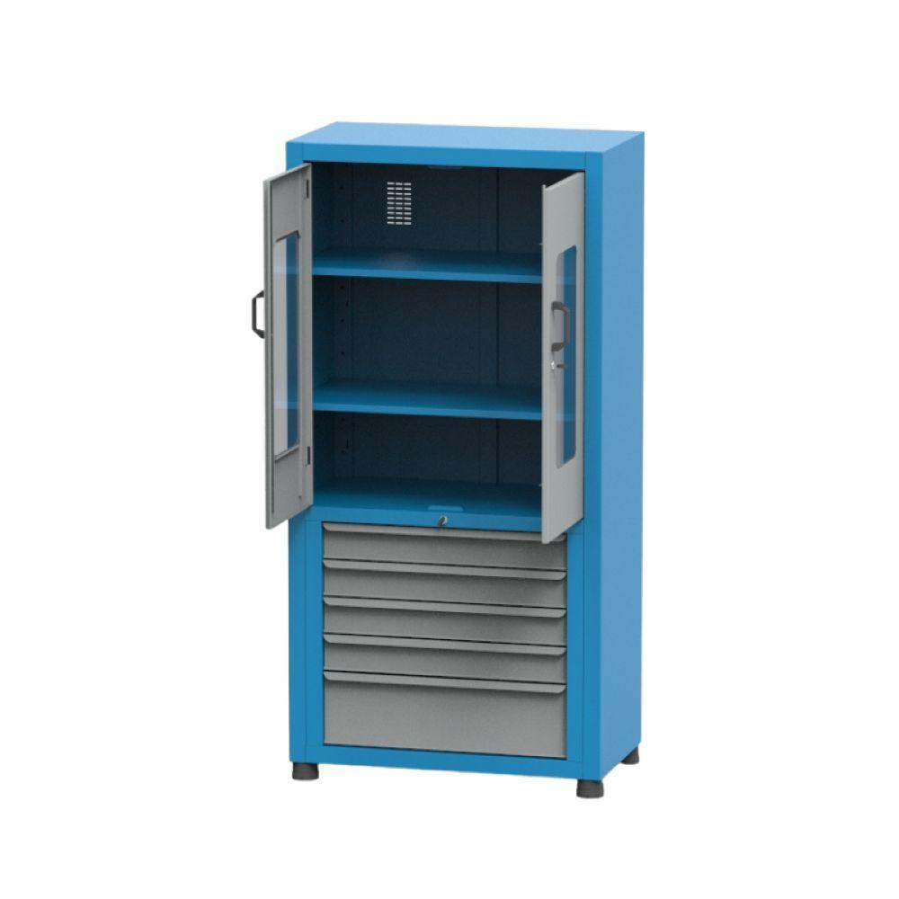 Armário Médio Com 2 Prateleiras Reguláveis 6 Gavetas M E Visor De Acrílico Arm021a Cmb - 3