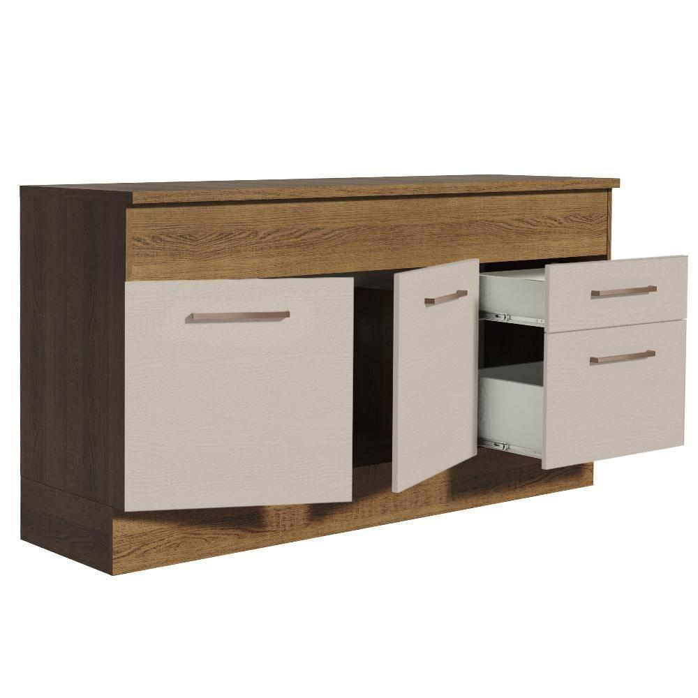 Balcão De Pia 150 Cm 2 Portas E 2 Gavetas (com Tampo) Rustic/crema Agata Madesa Rustic/crema - 2