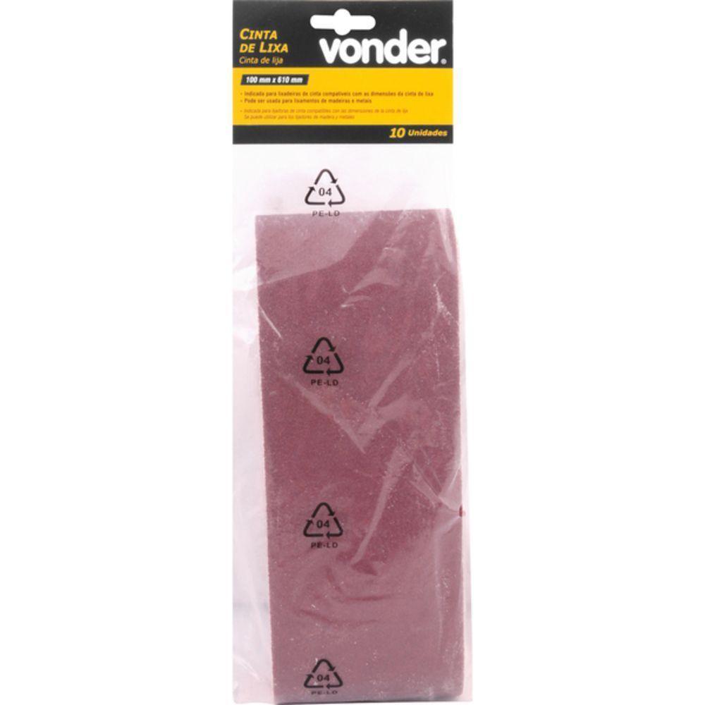 Cinta Lixa 100x610mm G80 Com 10 Peças Vonder - 1