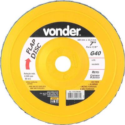 Flap Disc 7 G40 Costado Pvc Reto Para Aço Carbono Inox Vonder