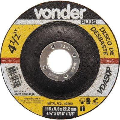 Disco De Desbaste 114,3x5,0x22,22 Para Aço Carbono Vda50p -