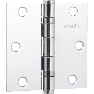 Dobradiça Para Porta 4 Aço Carbono Cromado Com 3 Peças Vonder