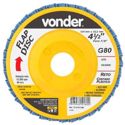 Flap Disc 4.1-2 G80 Costado Pvc Reto Para Aço Carbono E Inox