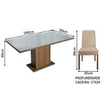 Conjunto Sala De Jantar Mesa Tampo De Vidro 6 Cadeiras Rustic/cinza/imperial - 7