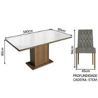 Conj. Mesa Tampo De Vidro 4 Cadeiras Rustic/Branco/silver - 6