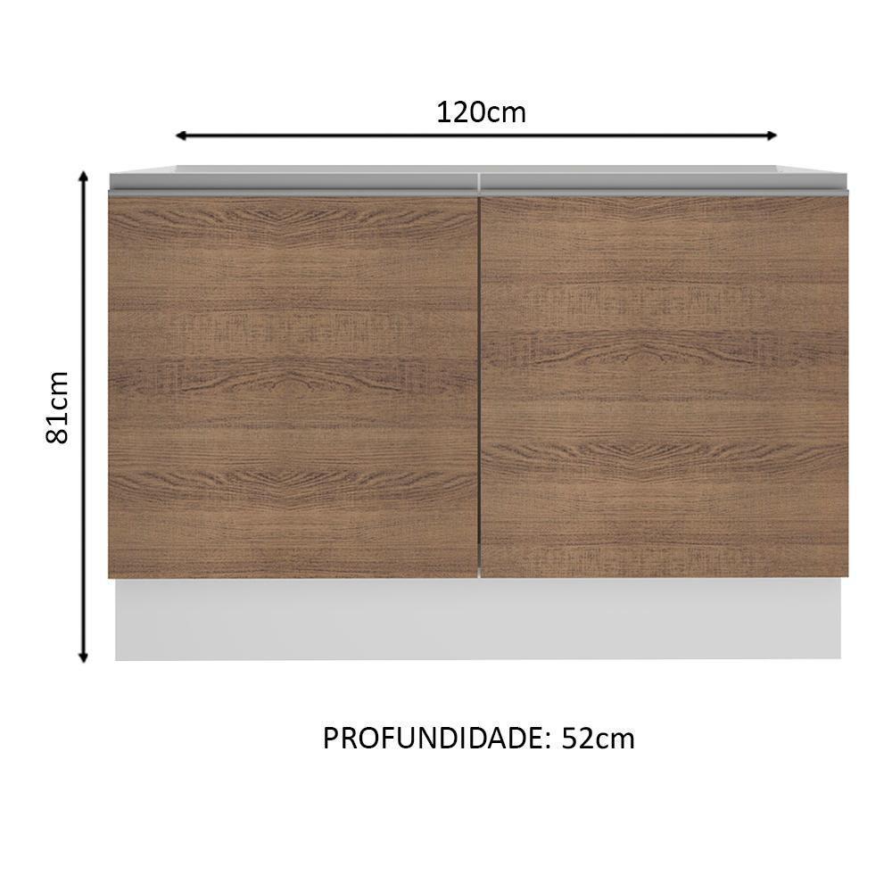 Balcão Pia Madesa Glamy 100% Mdf 120cm 2 Portas BR/Rustic - 5