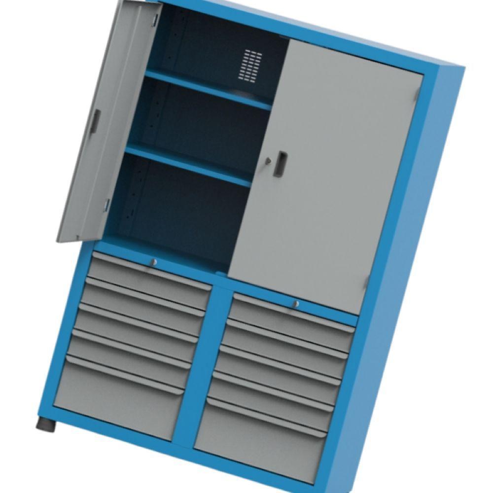 Armário Com 2 Prateleiras Reguláveis E 10 Gavetas Arm003 Cmb - 1