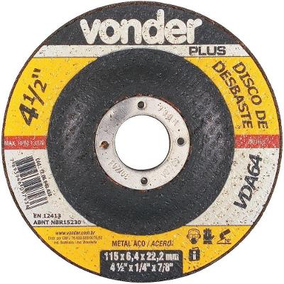 Disco De Desbaste 115x6,4x22,22 Para Aço Carbono Vda64 - V