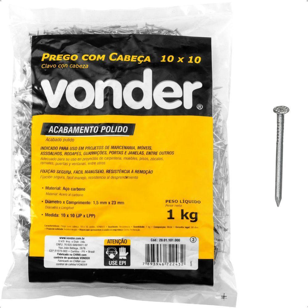 Prego Com Cabeça 10 X 10 (7-8 X 17) Polido 1 Kg Vonder - 1