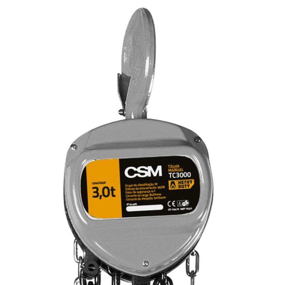 Talha Manual De Corrente 3 Ton Elevação 12 Metros Csm - 2