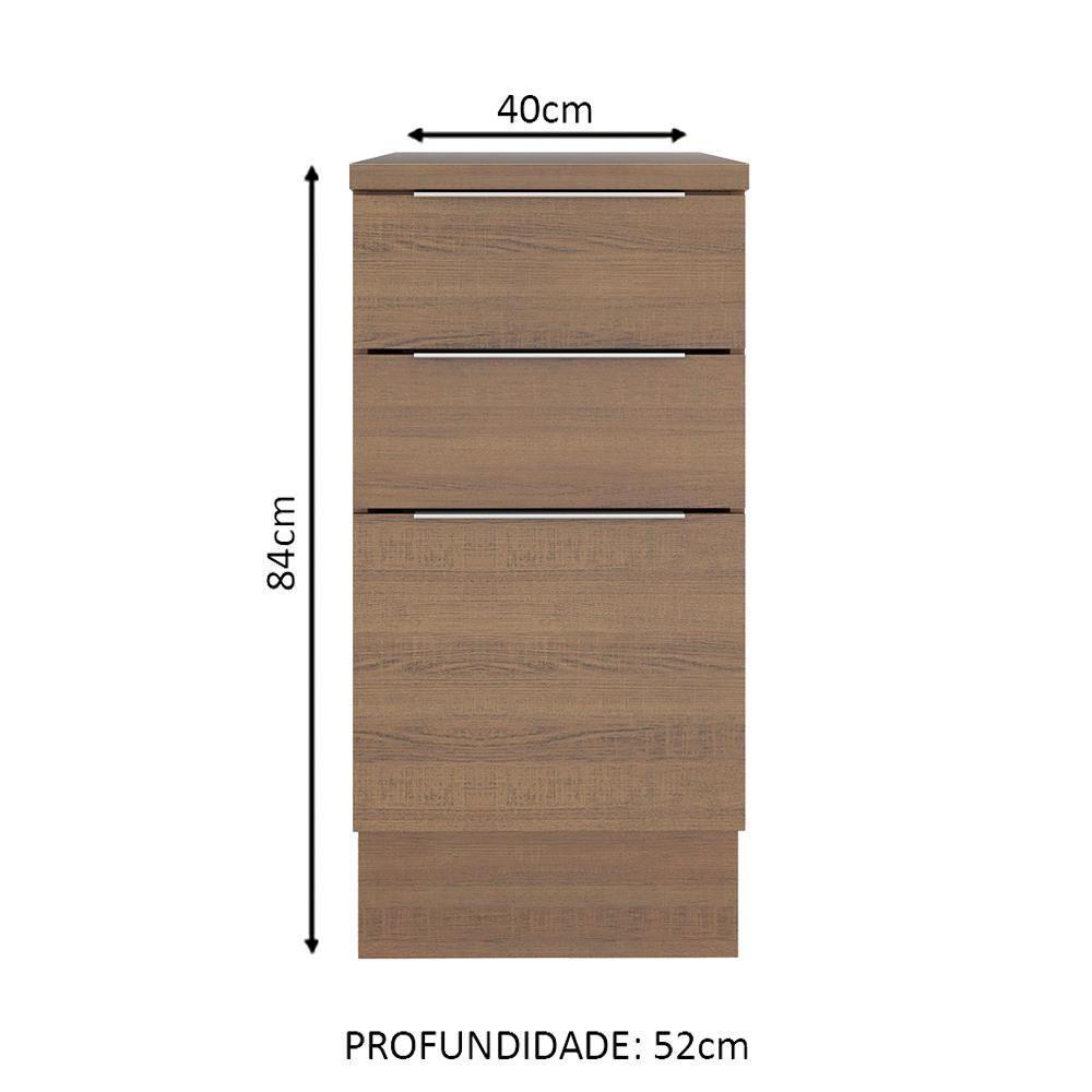 Balcão Stella 3 Gavetas Rustic Madesa - 4