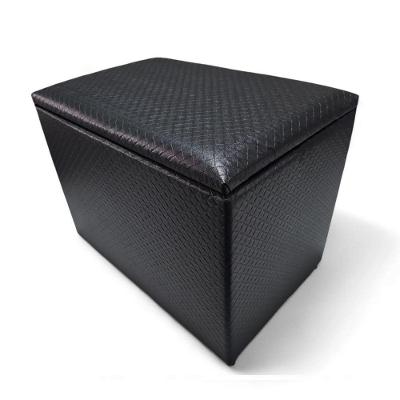 Puff Baú Banqueta Retangular Organizar e Decorar 55cm Preto Trançado Courino