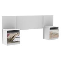 Cabeceira Extensível Branca com 2 Criados Espelho Madesa - 1