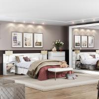 Cabeceira Extensível Branca com 2 Criados Espelho Madesa